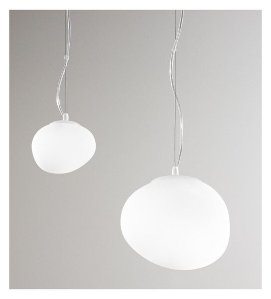 POTIRI SOSPENSIONE IN VETRO BIANCO CON DIAMETRO CM 15 O CM 25 DESIGN MODERNO ATTACCO E27