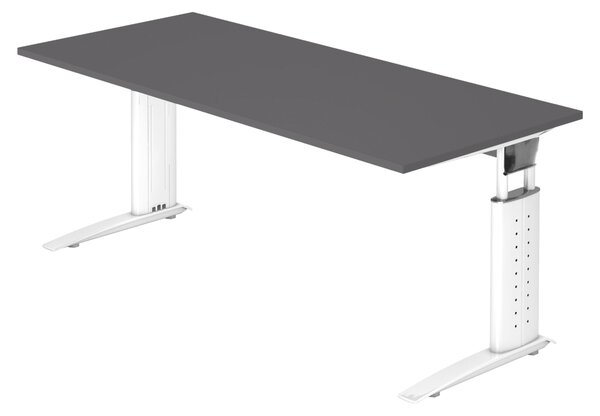 Bümö Scrivania Serie-U - Decorazione: grafite, dimensioni: 180 x 80 cm, struttura: bianco