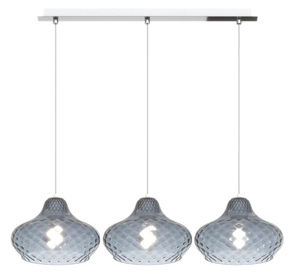 DRESS SOSPENSIONE 3 LUCI CON DIFFUSORI IN VETRO 3 COLORI LAMPADINE ATTACCO E27 MODERNA