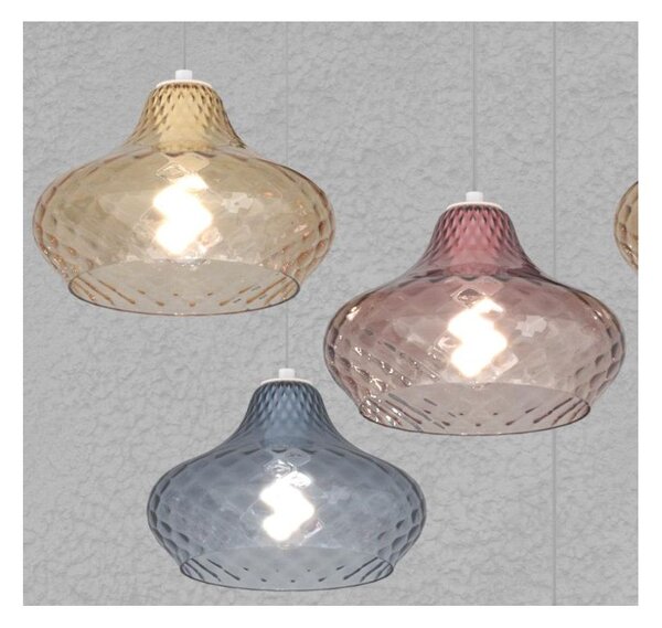 DRESS SOSPENSIONE SINGOLA D25 CM CON DIFFUSORE DI VETRO IN 3 COLORI LAMPADINA ATTACCO E27 MODERNA