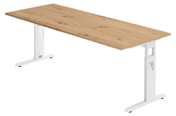 Scrivania bümö Serie O - Finitura: rovere nodoso, struttura: bianco, dimensioni: 200 x 80 cm
