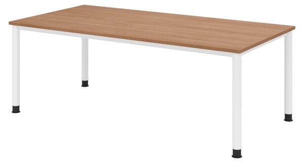 Scrivania bümö Serie H - Finitura: noce, Dimensioni: 200 x 100 cm, Struttura: bianco