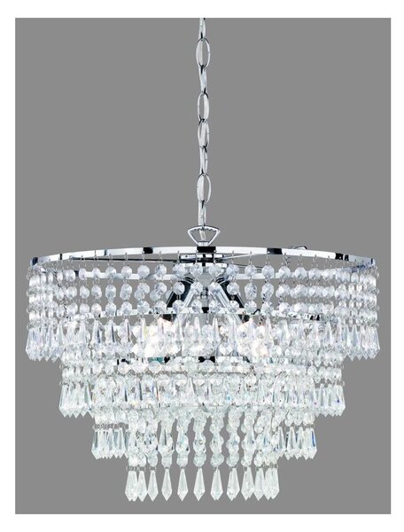 ORIENT SOSPENSIONE MODERNA IN METALLO CROMO CON PENDAGLI IN ACRILICO TRASPARENTE DIAMETRO CM 42