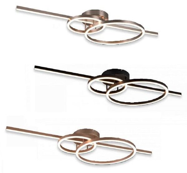 MONTILLA PLAFONIERA MODERNA CON BACCHETTA E DOPPIO CERCHIO LED 54W LUCE DIMMERABILE CM 100 3 COLORI