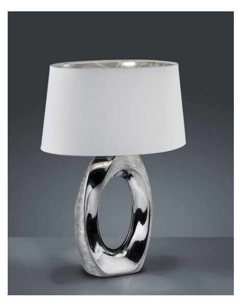 TABA LAMPADA DA TAVOLO IN CERAMICA ORO O ARGENTO CON PARALUME IN TESSUTO ALTEZZA CM 52 LAMPADINA 1XE27
