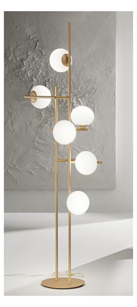 JEWEL PIANTANA MODERNA A 6 LUCI NERA O ORO CON SFERE IN VETRO FUME O BIANCO LAMPADINE ATTACCO E14