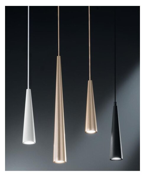 NOA SOSPENSIONE SINGOLA 2 MISURE DI FORMA CONICA METALLO NERO,BIANCO O ORO LAMPADINA GU10