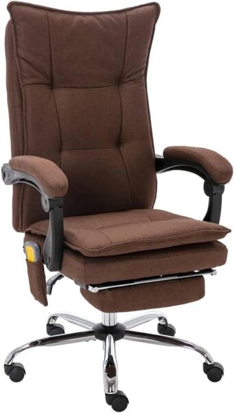 Sedia da ufficio massaggiante, sedia ergonomica per ufficio con funzione di riscaldamento e poggiapiedi, sedia da scrivania regolabile con funzione reclinabile, sedia da ufficio in tessuto marrone per l'home office, portata massima 110 kg