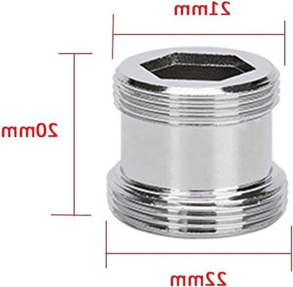 2 adattatori in ottone per rubinetti, da 22 mm a 21 mm con filettatura NPT, per filtri dell'acqua e raccordi aeratori per rubinetti da cucina