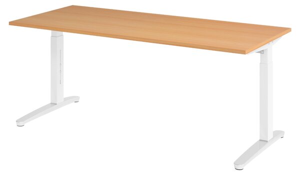 Scrivania bümö serie XB - Decorazione: faggio, dimensioni: 180 x 80 cm, struttura: bianco/alluminio lucido