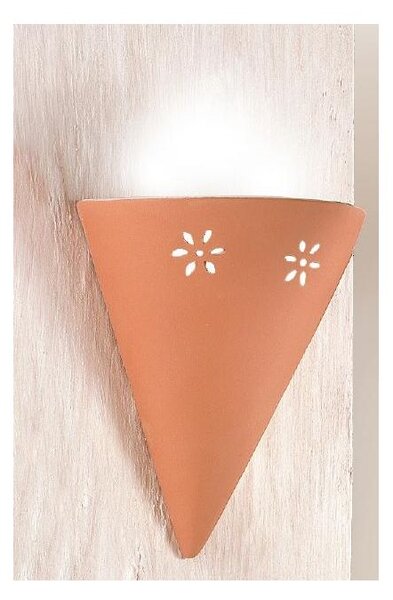 2014.4 LAMPADA DA PARETE A CONO IN TERRACOTTA TRAFORATA ALTEZZA CM 25 MADE IN ITALY