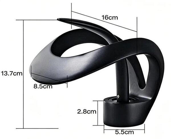 Miscelatore monocomando per lavabo a cascata - Montaggio a incasso - Installazione con un foro - Bocchetta in vetro - Acqua calda e fredda - Finitura nera opaca