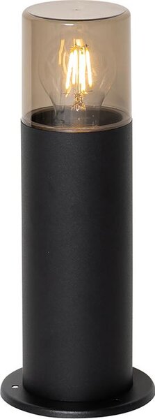 Lampada da esterno a colonna nera con paralume fumé, 30 cm, IP44, Odense