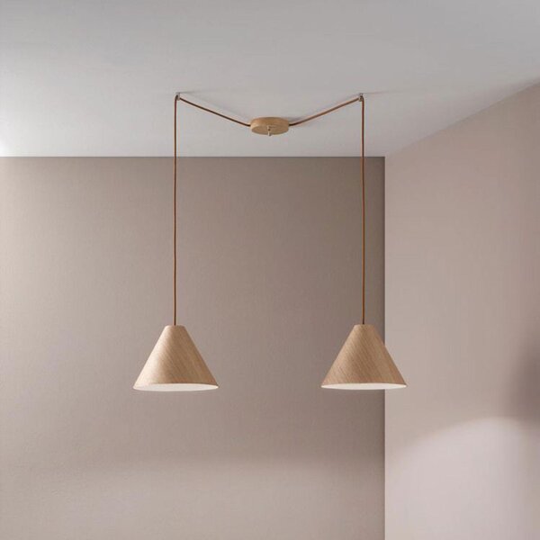 Fabas Luce Esino lampada a sospensione 2 luci rovere tondo