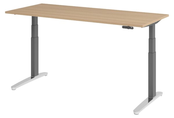 Scrivania elettrica bümö XBHM - Dimensioni: 180 x 80 cm, finitura: rovere, struttura: grafite/alluminio lucido