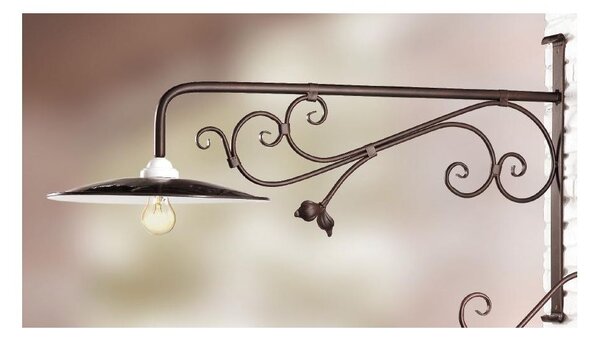 2051.1 LAMPADA DA PARETE CM 100 IN FERRO COLORE RUGGINE CON PIATTO INTERNO BIANCO MADE IN ITALY