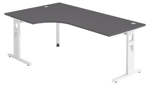 Bümö Scrivania Serie-O - Decorazione: grafite, dimensioni: scrivania angolare 200 x 120 cm, struttura: bianco