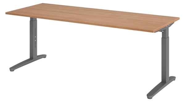 Scrivania della serie bümö XB - Struttura: grafite, finitura: noce, dimensioni: 200 x 80 cm