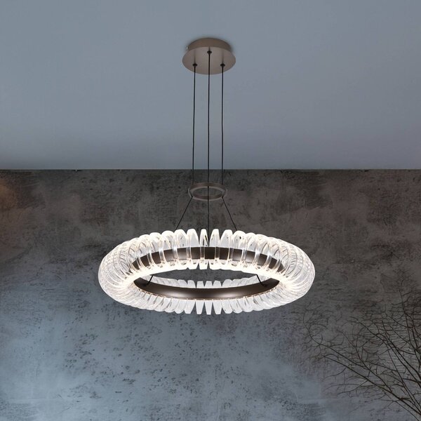 Viokef Lampada a sospensione Alba, Chiaro / Trasparente, Soggiorno / Sala da pranzo, Plastica, Moderno, Lampada a sospensione