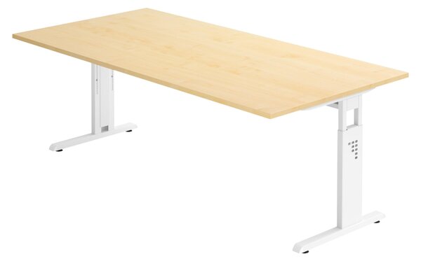 Bümö Scrivania Serie-O - Decorazione: acero, dimensioni: 200 x 100 cm, struttura: bianco