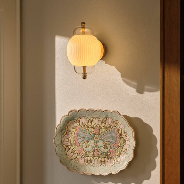 DESIGN BY US Applique da parete Shahin, dimmerabile, Bianco / Opale, Soggiorno / Sala da pranzo, Vetro, Design, Applique