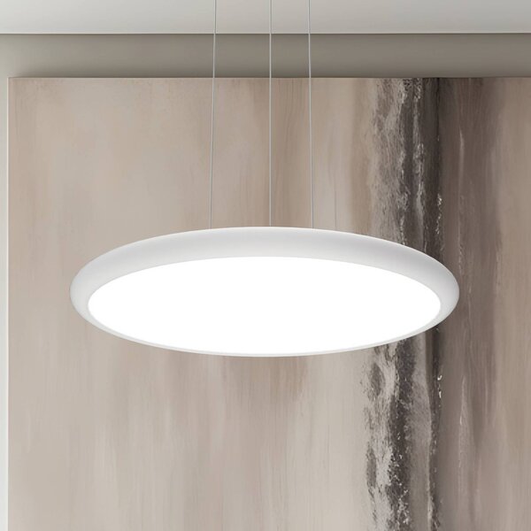 Viokef Lampada a sospensione Benett, dimmerabile, Bianco / Opale, Soggiorno / Sala da pranzo, Alluminio, Moderno, Lampada a sospensione