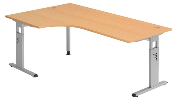 Bümö Scrivania Serie-O - Struttura: argento, finitura: faggio, dimensioni: scrivania angolare 200 x 120 cm