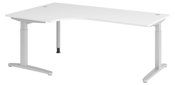 Bümö Scrivania Serie-XB - Decorazione: bianco, struttura: argento, dimensioni: scrivania angolare 200 x 120 cm