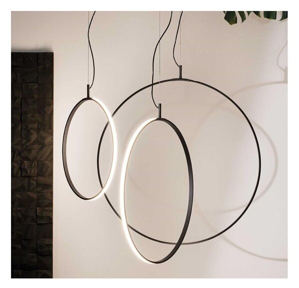 CIRCUS SOSPENSIONE SINGOLA A CERCHIO IN 3 MISURE COLORE NERO LED INTEGRATO LUCE 3000K DESIGN MODERNO