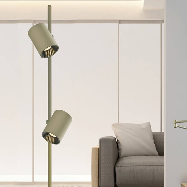 Viokef Lampada LED da pavimento Melina verde oliva, altezza 162 cm, in metallo, Melina, dimmerabile, Verde, Soggiorno / Sala da pranzo, Alluminio, Moderno, Lampada LED da terra