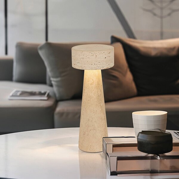 Viokef Lampada da tavolo Serenity, Crema / Ambra, Soggiorno / Sala da pranzo, Pietra, Lampada da tavolo