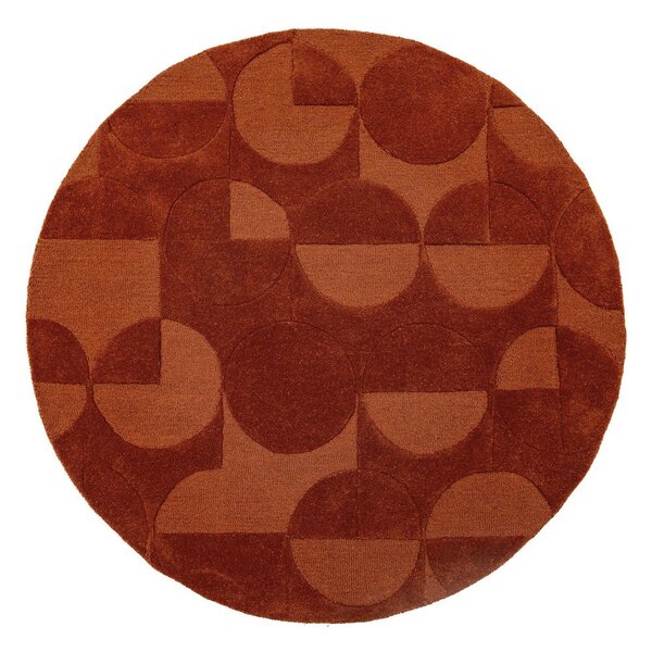 Tappeto rotondo color terracotta in lana tessuto a mano ø 160 cm Gigi – Flair Rugs