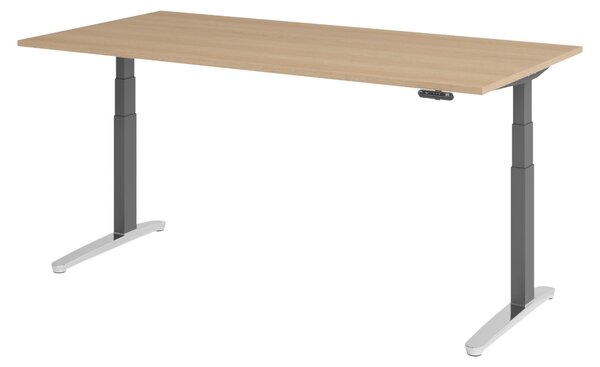 Scrivania elettrica bümö XBHM - Dimensioni: 200 x 100 cm, finitura: rovere, struttura: grafite/alluminio lucido