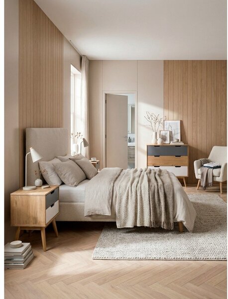 Cassettiera di colore naturale in pino massiccio 80x82x40 cm Cusco – Marckeric