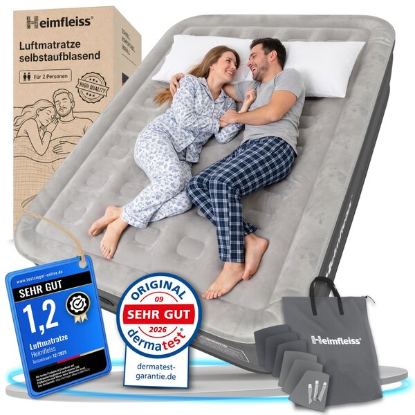 Materasso gonfiabile Heimfleiss 150x200 cm grigio antracite - Campeggio e letto per ospiti