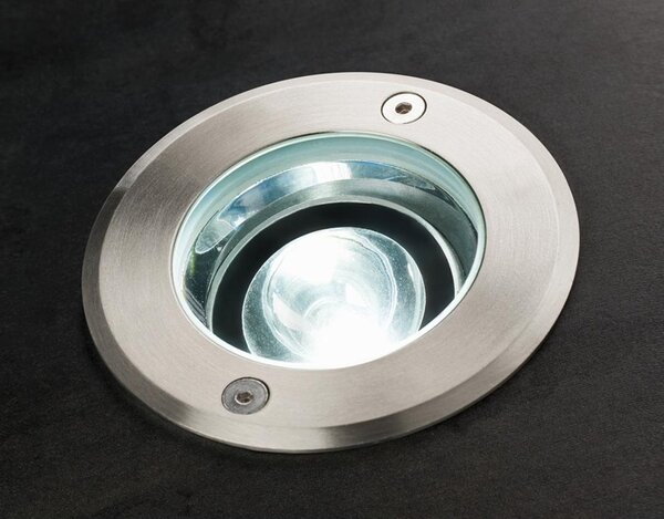 BASCU SEGNAPASSO ROTONDO CON LUCE ORIENTABILE IN ACCIAIO INOX IP67 LED 6W LUCE 3000K-4000K MODERNO