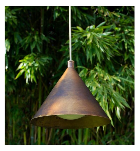 PUNTA ALA SOSPENSIONE CONICA D22 CM IP44 IN OTTONE 3 FINITURE COLORE MADE IN ITALY LAMPADINA E27