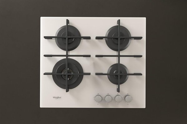Whirlpool Piano Cottura 4 Fuochi a Gas da Incasso Larghezza 60 cm Griglie in Ghisa colore Bianco - GOWL 628/WH