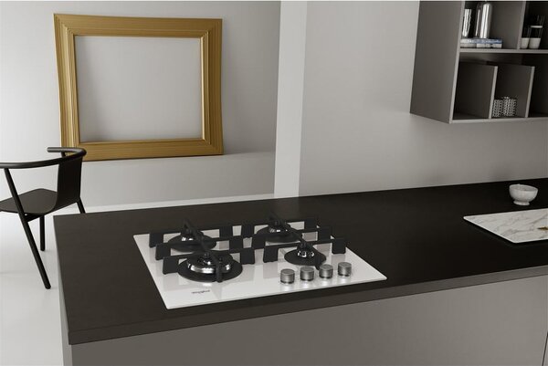 Whirlpool Piano Cottura 4 Fuochi a Gas da Incasso Larghezza 60 cm Griglie in Ghisa colore Bianco - GOWL 628/WH