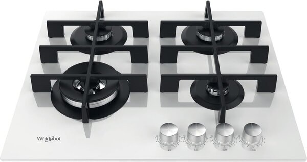 Whirlpool Piano Cottura 4 Fuochi a Gas da Incasso Larghezza 60 cm Griglie in Ghisa colore Bianco - GOWL 628/WH