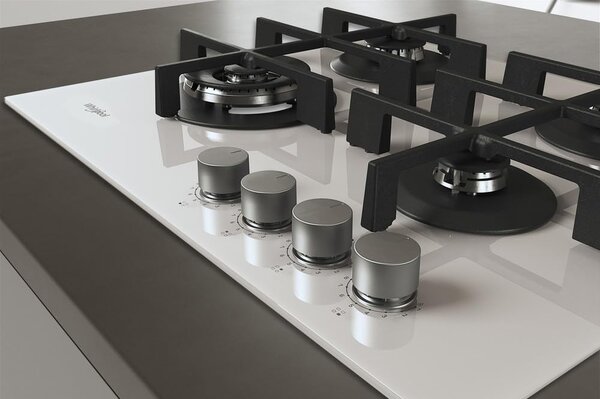 Whirlpool Piano Cottura 4 Fuochi a Gas da Incasso Larghezza 60 cm Griglie in Ghisa colore Bianco - GOWL 628/WH