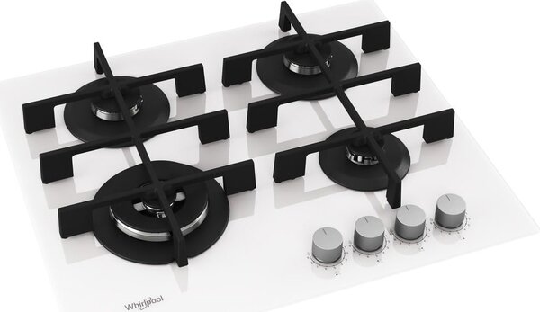 Whirlpool Piano Cottura 4 Fuochi a Gas da Incasso Larghezza 60 cm Griglie in Ghisa colore Bianco - GOWL 628/WH