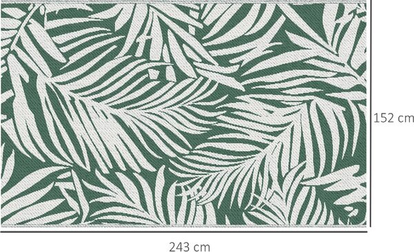 DecHome Tappeto da Esterno per Balcone e Terrazza Reversibile con Fantasia a Foglie 152x243 cm colore Verde/Bianco - R3710DG