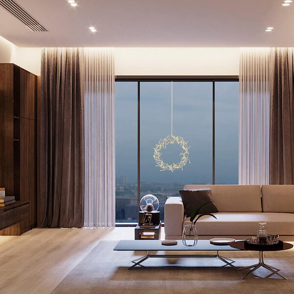Ghirlanda luminosa a LED Ø 30 cm, 80 LED bianchi caldi, filo argentato