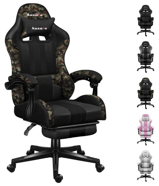 Sedia da gaming Force 4.7 - Ergonomica, con poggiapiedi e rivestimento in rete mimetica