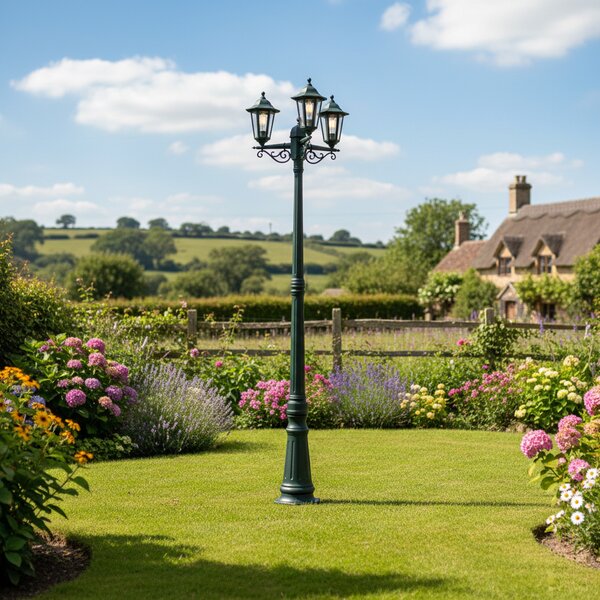 Lanterna da esterno classica verde scuro 217 cm 3 luci IP44 - New Haven