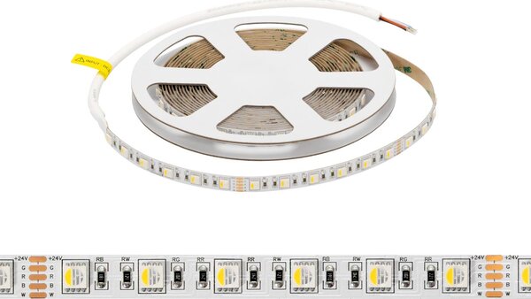 Striscia LED RGBW Multicolore 24V 17W/m Professionale - IP20 - 5 metri