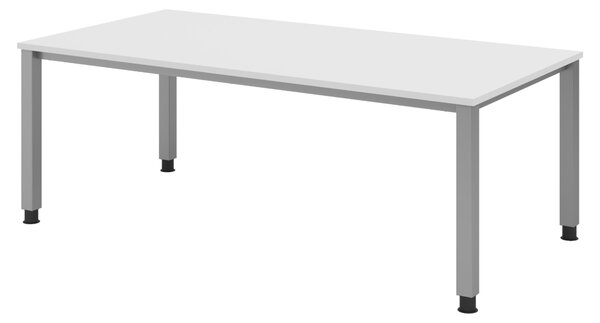 Scrivania bümö Serie Q - Finitura: bianco, struttura: argento, dimensioni: 200 x 100 cm