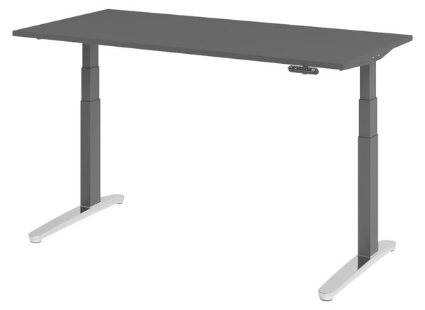 Scrivania elettrica bümö XBHM - Dimensioni: 160 x 80 cm, finitura: grafite, struttura: grafite/alluminio lucido