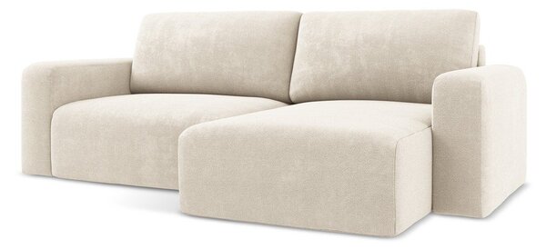 Divano angolare color crema allungabile/con contenitore (con penisola a destra/con chaise lounge) con rivestimento in ciniglia Kona – Makamii